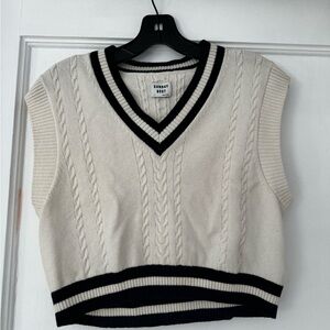 Aritzia Sunday Best Ivory and Black Cable Knit Vest